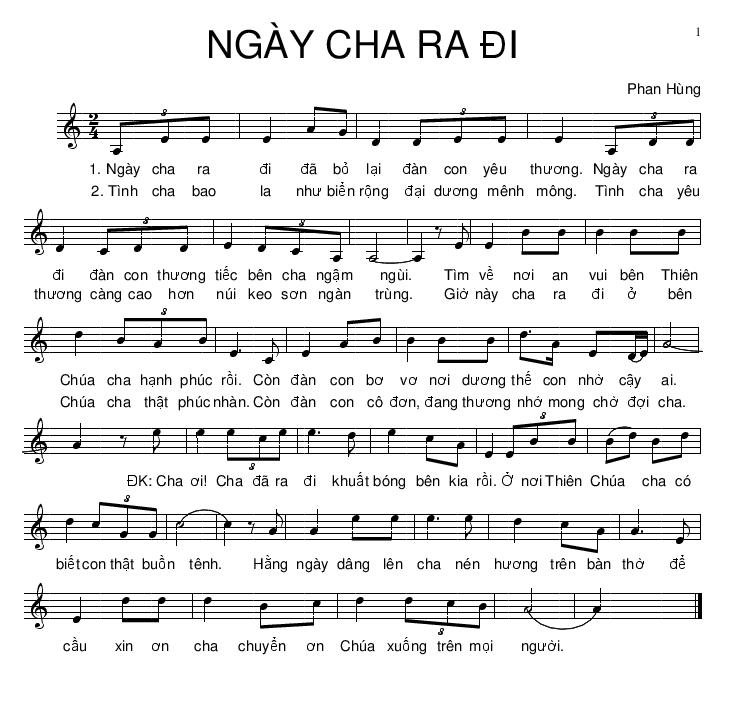 Sheet nhạc Ngày Cha Ra Đi